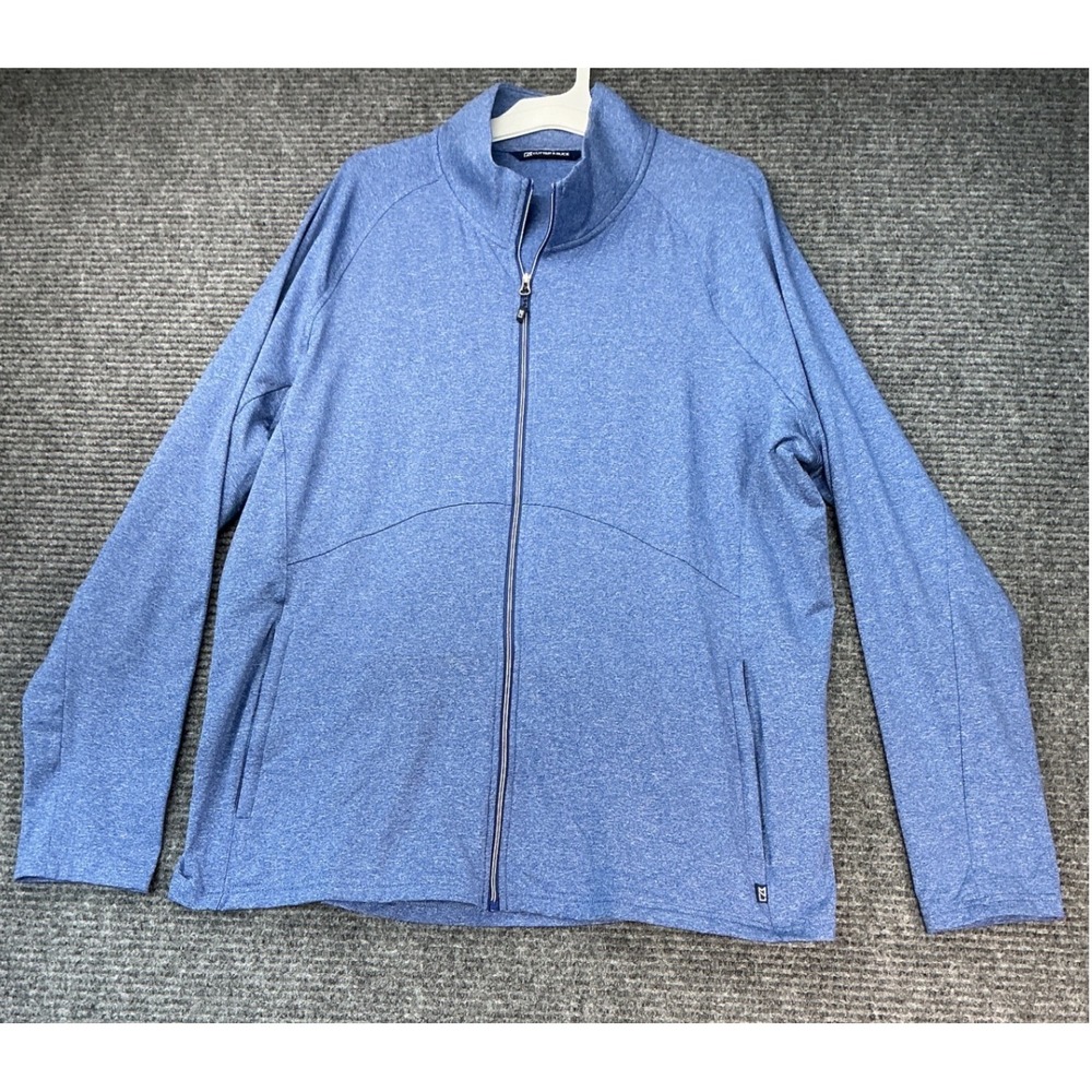 Cutter & Buck Full Zip Mock Neck Side Pockets Jacket Mens XXL Blue PreLoved